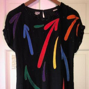 Vintage Black Beaded and Embroidered Silk Top 8